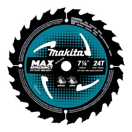 Makita Makita Carbide-Tipped Max Effcy Ultra-Thin Kerf Circular Saw Blade, 7-1/4inDia, 24 TPI, 10/Pk B-61656-10